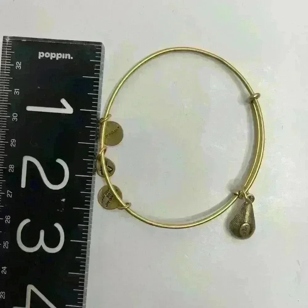 Alex And‎ Ani Gold Tone Charm Bangle Bracelet Dangle Gemstone Dainty Minimalist